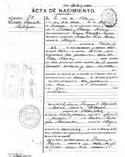 certificado de nacimiento